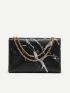 Marble Graphic Flap Chain Bag