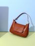 Mini Croc Embossed Shoulder Bag