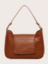 Mini Croc Embossed Shoulder Bag