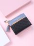 Tassel Decor Color Block Small Wallet