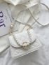 Mini Faux Pearl Decor Quilted Satchel Bag
