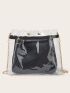Letter Graphic Buckle Decor Chain Bag With Inner Pouch