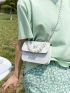 Mini Faux Pearl Decor Flap Satchel Bag