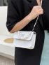 Mini Faux Pearl Decor Flap Satchel Bag