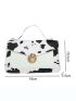 Mini Cow Pattern Push Lock Flap Satchel Bag