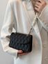 Mini Quilted Faux Pearl Decor Chain Shoulder Bag