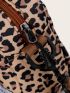 Mini Leopard Print Zip Front Crossbody Bag