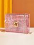 Plaid Pattern Twist Lock Flap Chain Bag
