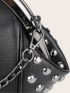 Studded Decor Kiss Lock Chain Bag