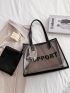 Letter Graphic Tote Bag With Inner Pouch