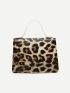 Mini Leopard Print Twist Lock Chain Bag