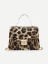 Mini Leopard Print Twist Lock Chain Bag