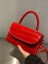 Mini Croc Embossed Top Handle Satchel Bag