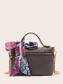 Mini Twilly Scarf Decor Ostrich Pattern Satchel Bag