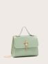 Mini Crown Decor Croc Embossed Satchel Bag