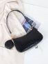Croc Embossed Baguette Bag With Purse