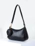 Croc Embossed Baguette Bag With Purse