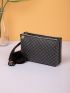 Pom Pom Decor Double Zipper Clutch Bag