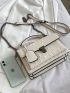 Croc Embossed Flap Satchel Bag