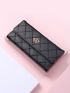 Metal Decor Stitch Detail Long Wallet