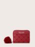 Pom Pom Charm Letter Graphic Small Wallet