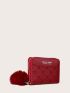 Pom Pom Charm Letter Graphic Small Wallet