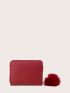Pom Pom Charm Letter Graphic Small Wallet