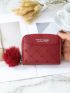 Pom Pom Charm Letter Graphic Small Wallet