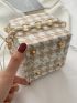 Mini Metal Decor Houndstooth Pattern Box Bag