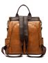 Two Tone Zipper Front Earphone Hole Detail Functional Backpack
