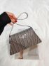 Croc Embossed Flap Shoulder Bag