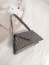 Croc Embossed Flap Shoulder Bag
