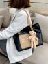 Letter Graphic Two Tone Tote Bag