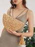 Tassel Decor Straw Clutch Bag