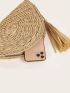 Tassel Decor Straw Clutch Bag