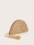 Tassel Decor Straw Clutch Bag