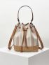 PREMIUM STRIPED PATTERN STRAW VACATION BUCKET BAG
