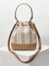 PREMIUM STRIPED PATTERN STRAW VACATION BUCKET BAG