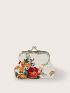 Kiss Lock Floral Graphic Coin Purse