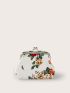 Kiss Lock Floral Graphic Coin Purse