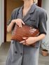 Croc Embossed Clutch Bag