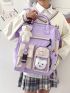 Two Tone Cartoon Decor Functional Backpack