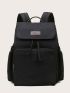 Minimalist Letter Patch Flap Backpack