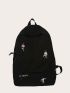 Minimalist Cartoon & Letter Graphic Backpack
