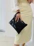 Croc Embossed Clutch Bag