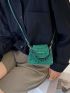 Mini Minimalist Chain Decor Croc Embossed Flap Square Bag