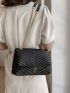 Minimalist Metal Decor Chevron Flap Square Bag