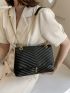 Minimalist Metal Decor Chevron Flap Square Bag