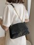 Minimalist Metal Decor Chevron Flap Square Bag