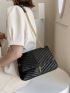 Minimalist Metal Decor Chevron Flap Square Bag